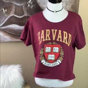Maroon Cropped Harvard Tee by Cold Rush